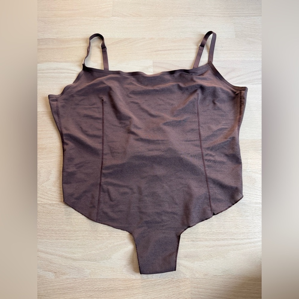 SKIMS Brown Sculpting Seamless Bodysuit with Adjustable Straps